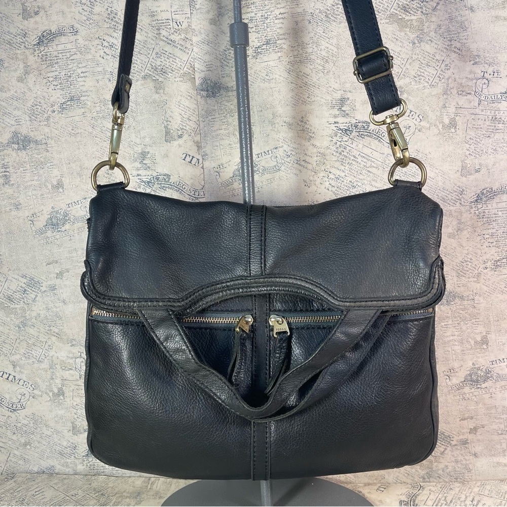 Fossil Erin Foldover Leather Tote Bag Convertible Crossbody Shoulder Purse